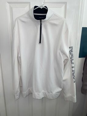 Nautica White Quarter-Zip Pullover with Navy Accents